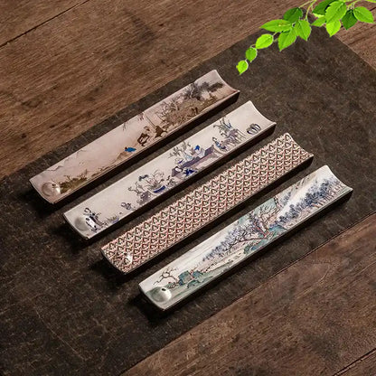 Zen Ceramic Incense Holder With Traditional Patterns - Handmade Enamel Incense Burner