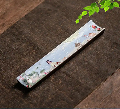 Zen Ceramic Incense Holder With Traditional Patterns - Handmade Enamel Incense Burner