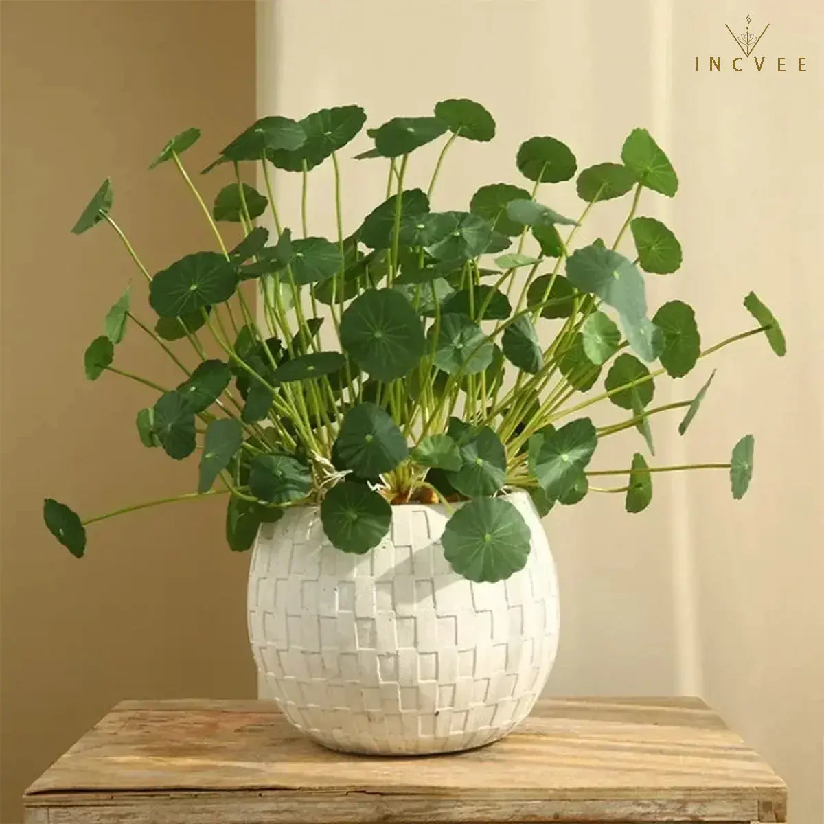 Zen-Seidenlotus-Seerosenblatt – Künstliches chinesisches Münzblatt, Tischdekoration, biegsamer 12-fach verzweigter Stiel, 40 cm