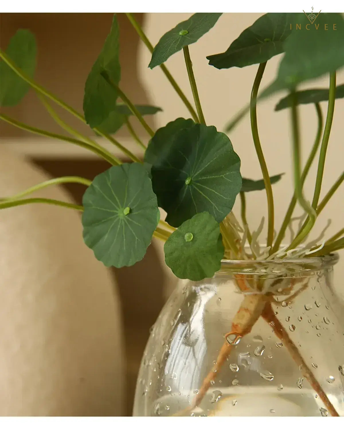 Zen-Seidenlotus-Seerosenblatt – Künstliches chinesisches Münzblatt, Tischdekoration, biegsamer 12-fach verzweigter Stiel, 40 cm