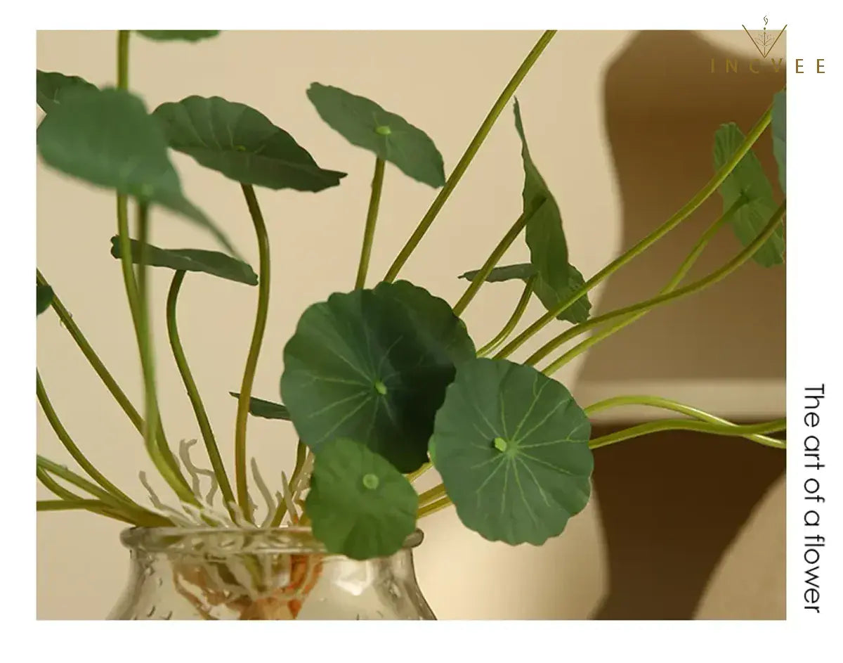 Zen-Seidenlotus-Seerosenblatt – Künstliches chinesisches Münzblatt, Tischdekoration, biegsamer 12-fach verzweigter Stiel, 40 cm