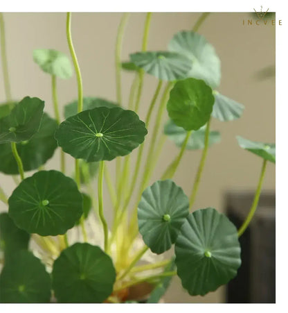 Zen-Seidenlotus-Seerosenblatt – Künstliches chinesisches Münzblatt, Tischdekoration, biegsamer 12-fach verzweigter Stiel, 40 cm