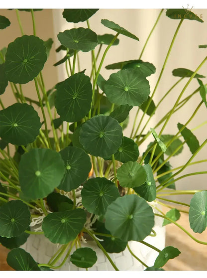 Zen-Seidenlotus-Seerosenblatt – Künstliches chinesisches Münzblatt, Tischdekoration, biegsamer 12-fach verzweigter Stiel, 40 cm