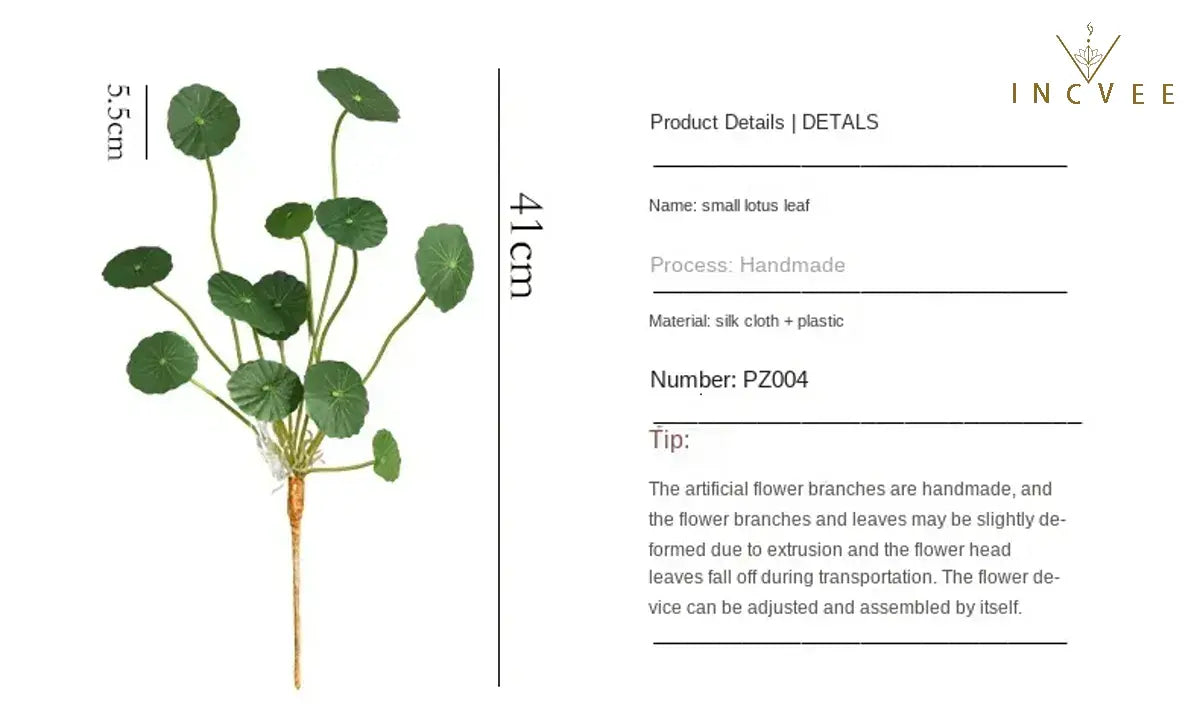 Zen-Seidenlotus-Seerosenblatt – Künstliches chinesisches Münzblatt, Tischdekoration, biegsamer 12-fach verzweigter Stiel, 40 cm