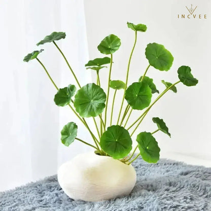 Zen-Seidenlotus-Seerosenblatt – Künstliches chinesisches Münzblatt, Tischdekoration, biegsamer 12-fach verzweigter Stiel, 40 cm