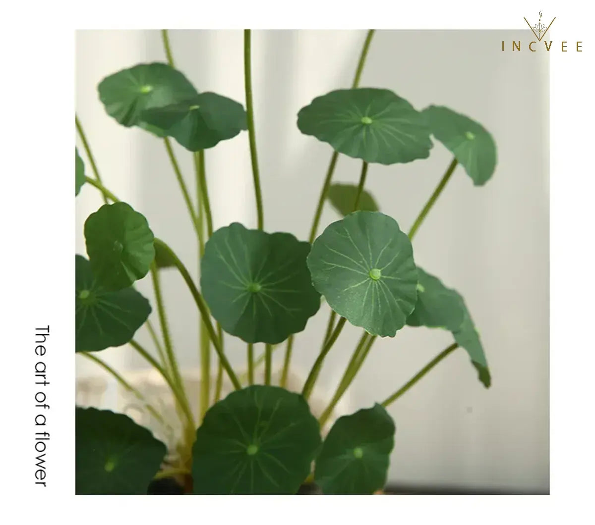 Zen-Seidenlotus-Seerosenblatt – Künstliches chinesisches Münzblatt, Tischdekoration, biegsamer 12-fach verzweigter Stiel, 40 cm