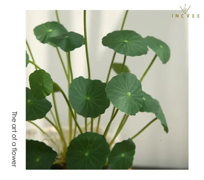 Zen-Seidenlotus-Seerosenblatt – Künstliches chinesisches Münzblatt, Tischdekoration, biegsamer 12-fach verzweigter Stiel, 40 cm