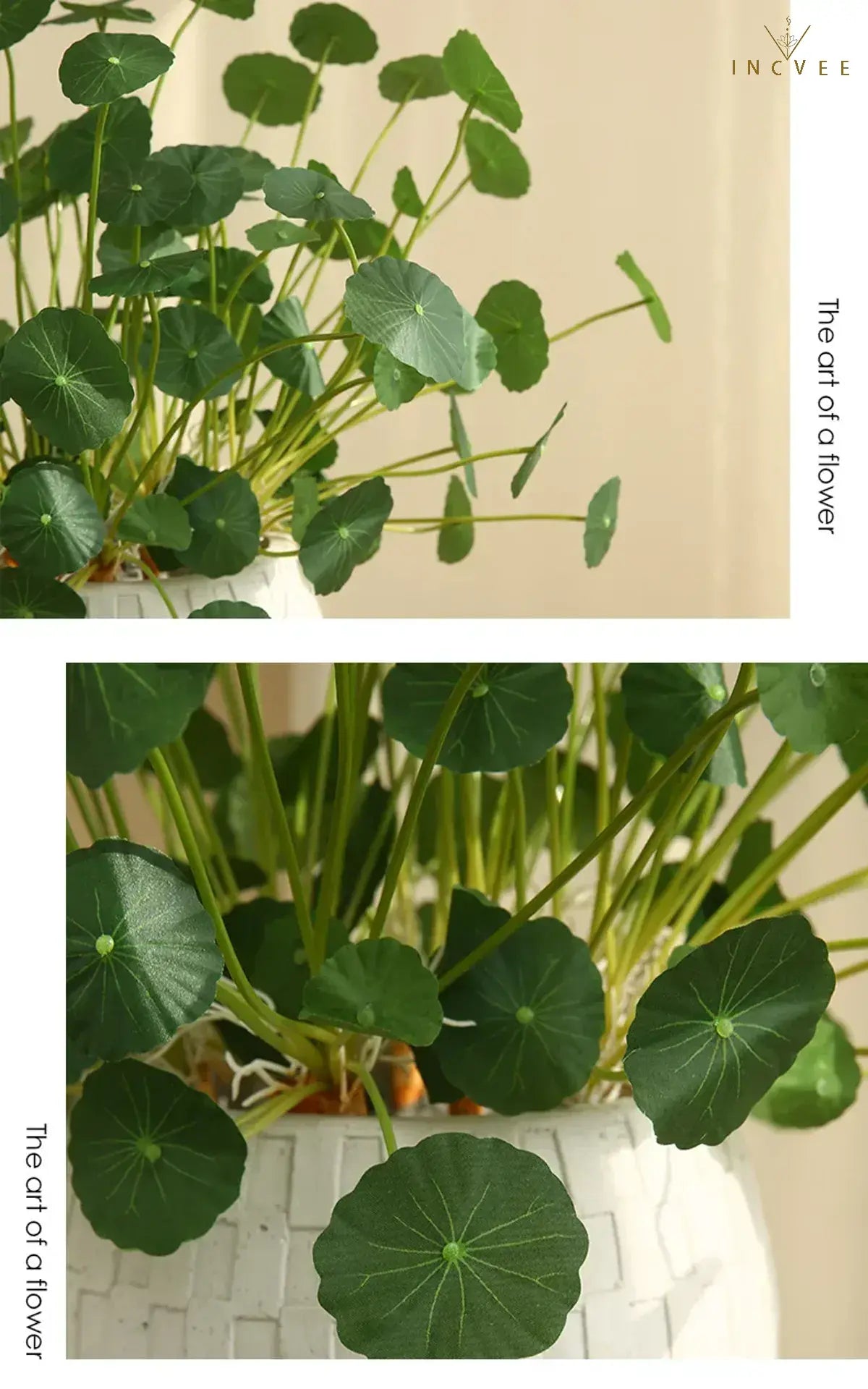 Zen-Seidenlotus-Seerosenblatt – Künstliches chinesisches Münzblatt, Tischdekoration, biegsamer 12-fach verzweigter Stiel, 40 cm