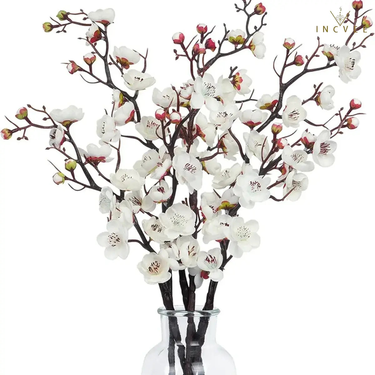 Zen Seiden-Pflaumenblütenzweige – Elegante winterliche Blumendekoration, biegsame Stiele, 60 cm