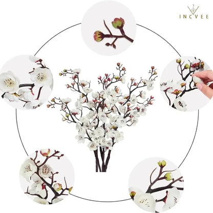 Zen Seiden-Pflaumenblütenzweige – Elegante winterliche Blumendekoration, biegsame Stiele, 60 cm