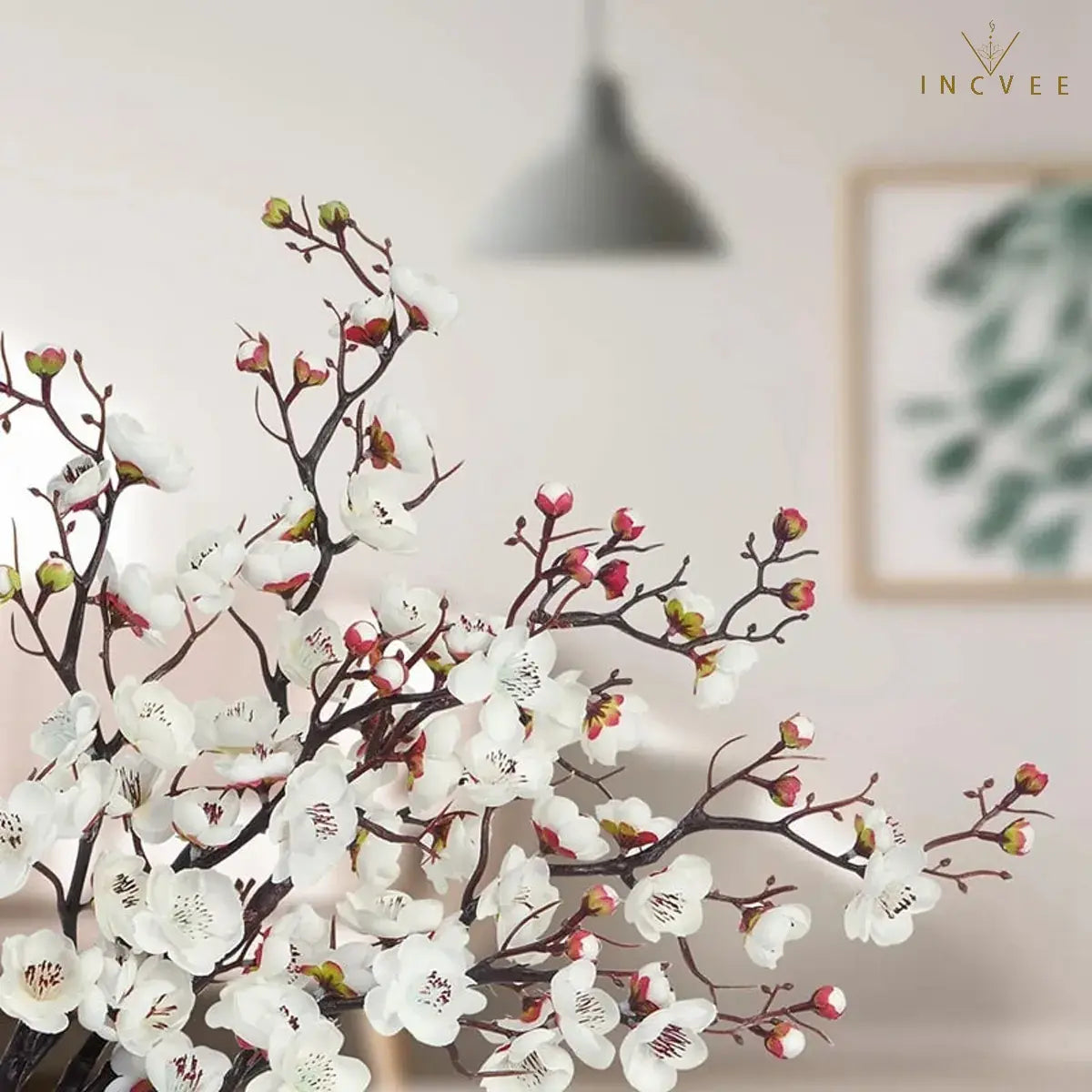 Zen Seiden-Pflaumenblütenzweige – Elegante winterliche Blumendekoration, biegsame Stiele, 60 cm